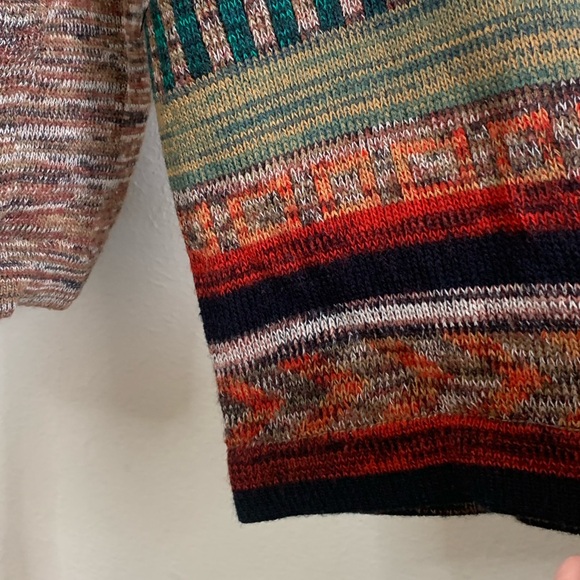 Vintage Sundowner Size L Sweater Open Cardigan 70's Wide Sleeves Southwest Boho - Picture 5 of 10